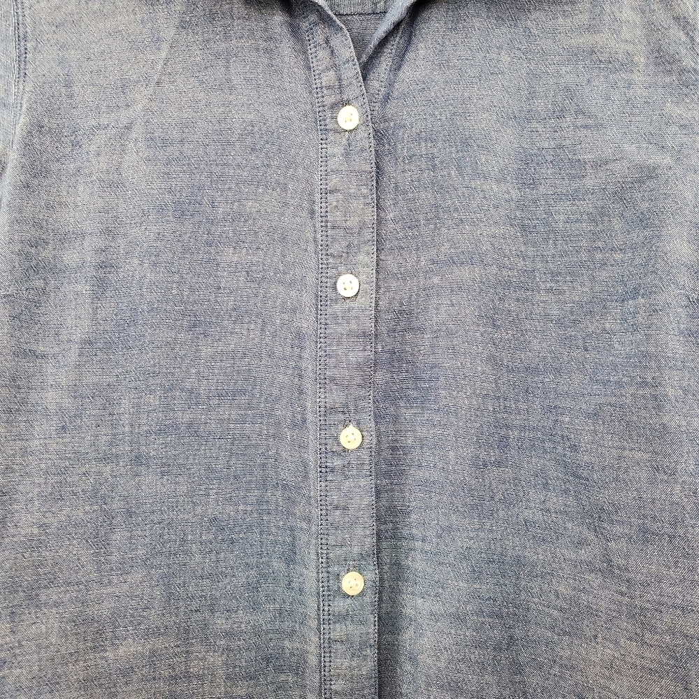 Lucky Brand Blue Chambray Button Up Shirt Minimal Poplin - Picture 3 of 7